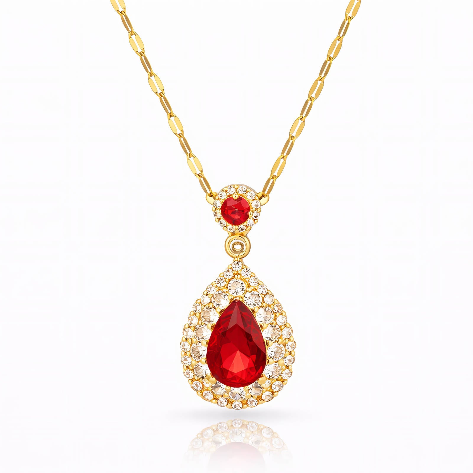 Gold Statement Necklace Zirconia 18K Plated Stainless Steel