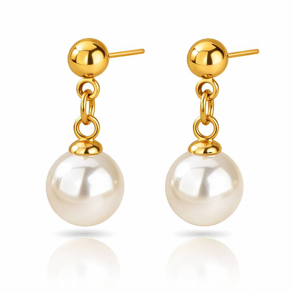 Gold Mini Pearl Stud Earrings 18K Plated Stainless Steel