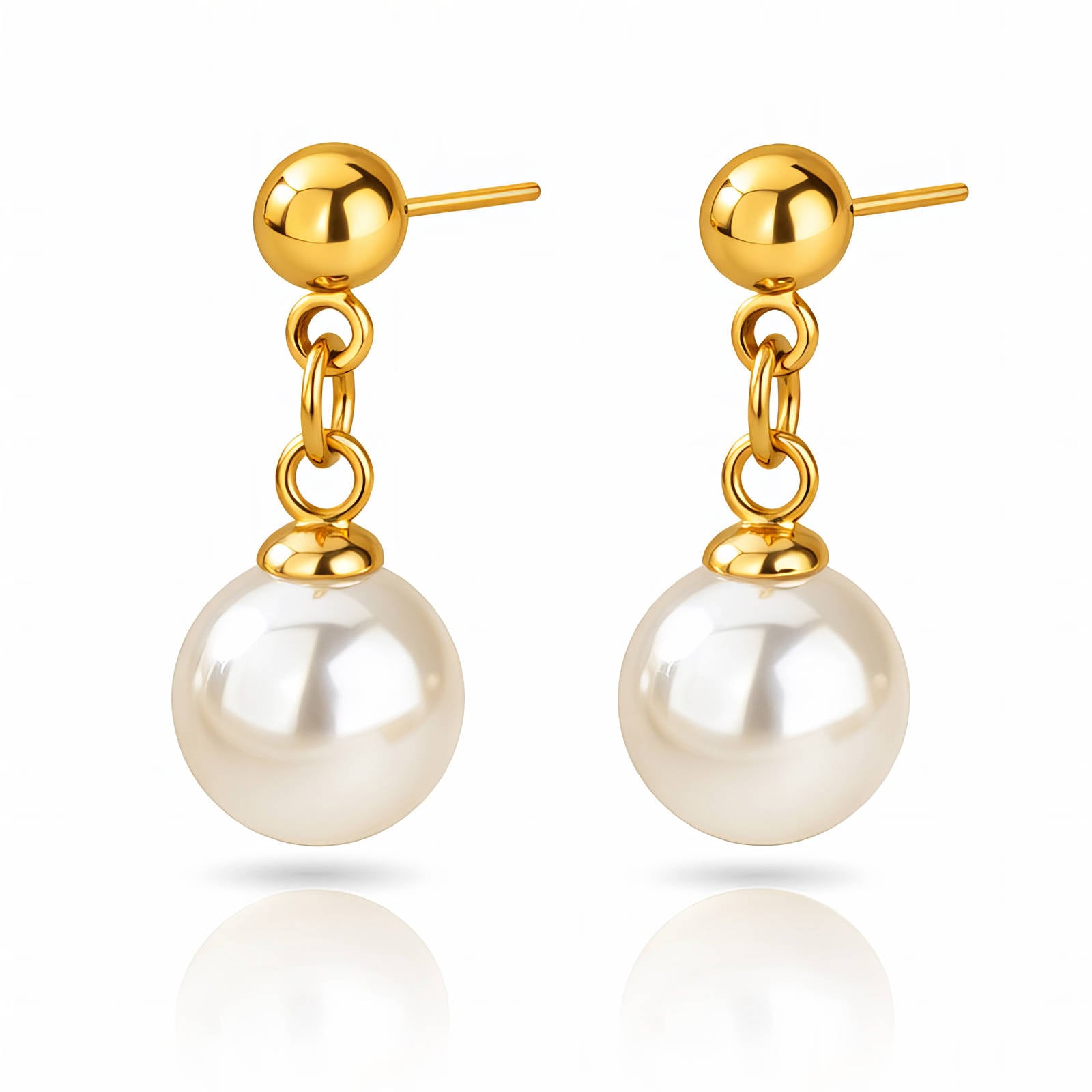 Gold Mini Pearl Stud Earrings 18K Plated Stainless Steel