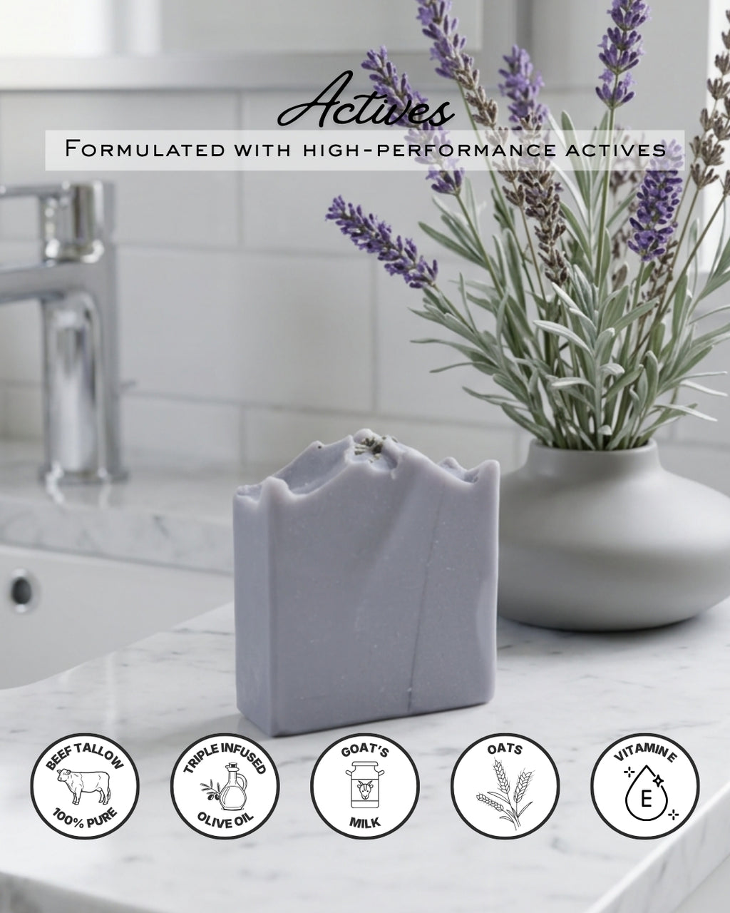 French Lavender - Calming Evening Reset Triple Infused Tallow Bar Soap