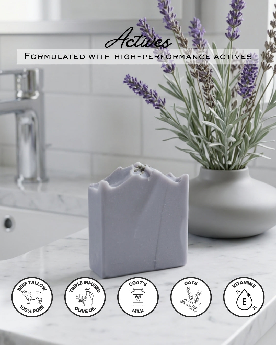 French Lavender - Calming Evening Reset Triple Infused Tallow Bar Soap