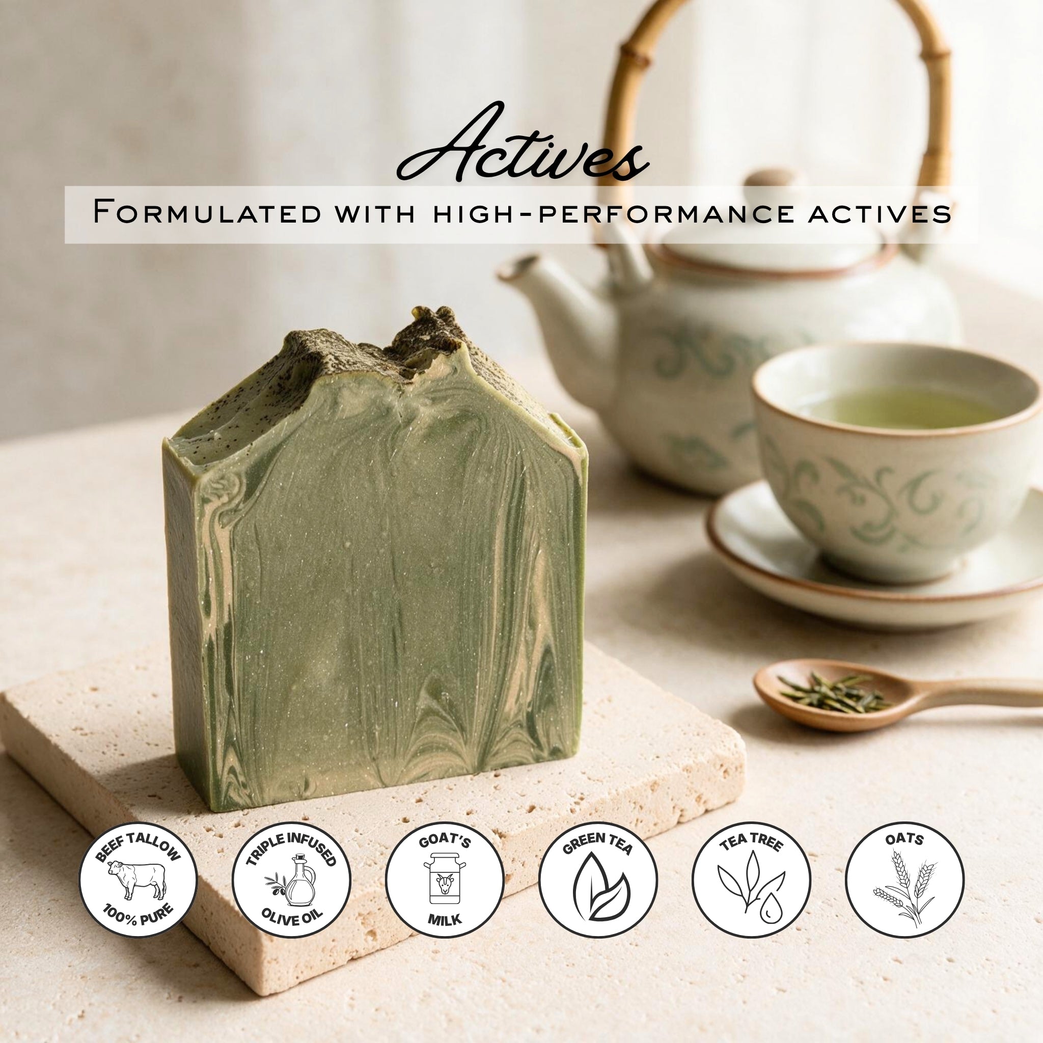 Matcha | Triple Infused Tallow Soap Bar