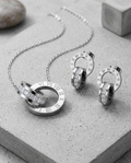 Silver Zirconia Stud Necklace & Earrings Set